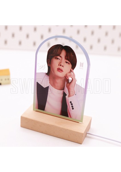 Kpop Bts Bangtan Boys Jin LED Akrilik Gece Lambası - Kahverengi (Yurt Dışından)