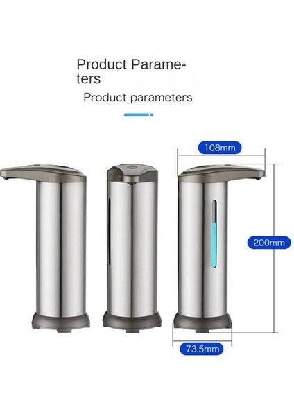 300ML Paslanmaz Çelik Sabun Dağıtıcı, Temassız Akıllı Otomatik Sıçrama Geçirmez Su Geçirmez El Dezenfektan Dağıtıcı(Yurt Dışından)