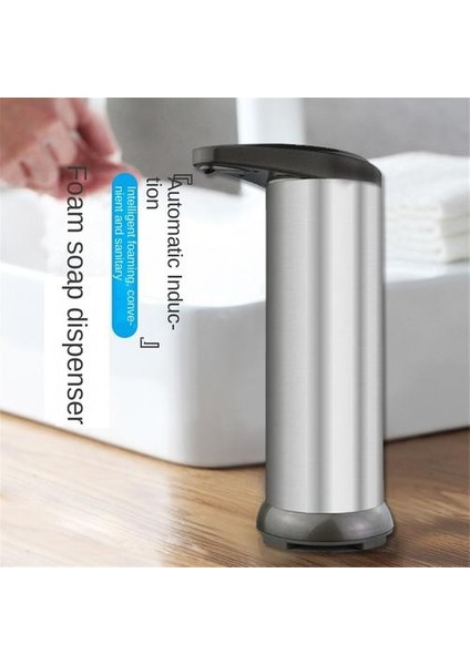 300ML Paslanmaz Çelik Sabun Dağıtıcı, Temassız Akıllı Otomatik Sıçrama Geçirmez Su Geçirmez El Dezenfektan Dağıtıcı(Yurt Dışından)