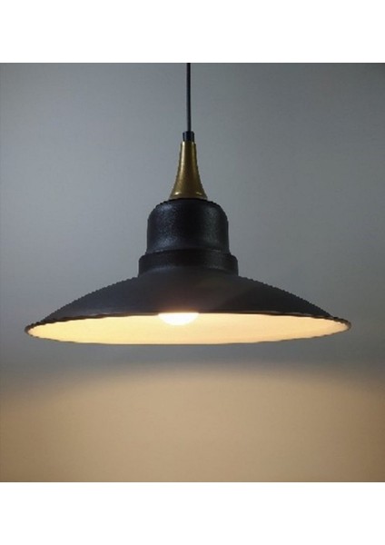 retro,vintage ,rustik mutfak,oda,otel,cafeler için siyah 1xe27 metal sarkıt avize çap:30cm