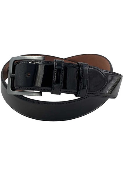 Siyah Rugan Suni Deri Dikişli 4 Cm.lik Klasik Kemer - 7400-90-22Y fırsatları