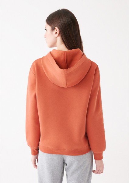 Kapüşonlu Turuncu Basic Sweatshirt 167299-70233