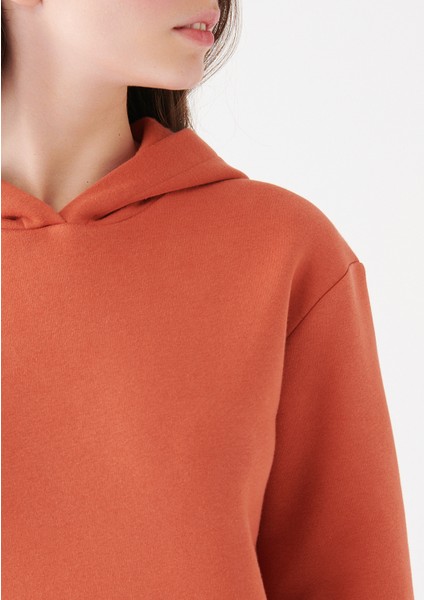 Kapüşonlu Turuncu Basic Sweatshirt 167299-70233