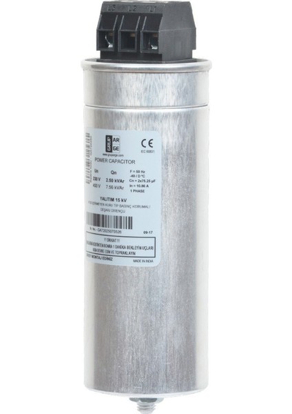 GA7203 1.5/1.82 Kvar (400V/440V) Kondansatör