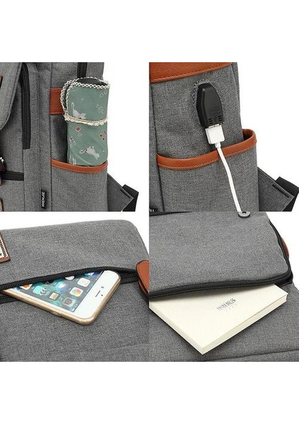 Harry Potter Baykuş Gençler Schoolbag USB Eğlence Sırt Çantası (Gri)(Yurt Dışından)
