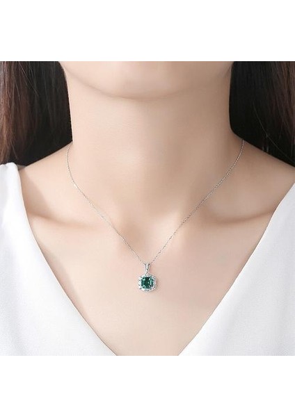 Muhteşem Büyük Parlak Kolye Kolye Kadınlar Için 100% 925 Katı Gümüş Büyüleyici Düğün Gem Kolye Takı | Kolyeler (Yurt Dışından)