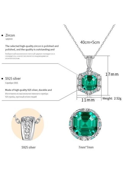 Muhteşem Büyük Parlak Kolye Kolye Kadınlar Için 100% 925 Katı Gümüş Büyüleyici Düğün Gem Kolye Takı | Kolyeler (Yurt Dışından)
