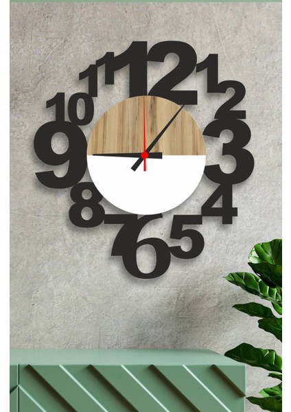 Ahşap Hediyeniz Büyük Rakam Modern Tasarım Dekoratif Ahşap Duvar Saati