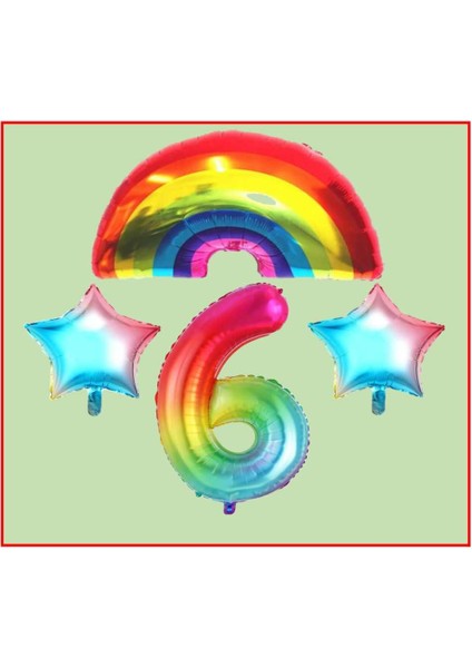 Gökkuşağı Yıldız Temalı 6 Yaş Doğum Günü Parti Seti