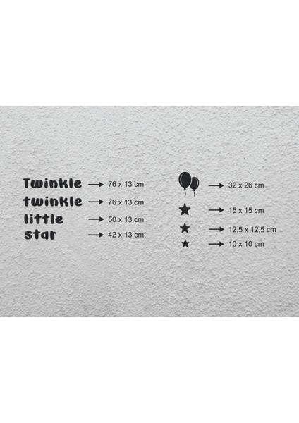 120 x 80 cm Twinkle Twinkle Little Star Ahşap Duvar Yazısı
