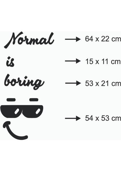 120 x 80 cm Normal Is Boring Ahşap Duvar Yazısı