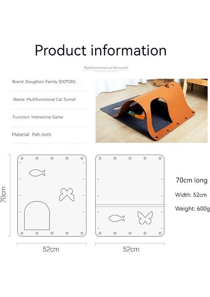 Dıy Kombinasyon Keçe Kedi Tüneli Kedi Kumu (Yurt Dışından)
