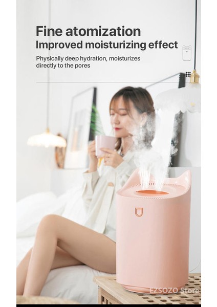 3000 ml Ev Hava Nemlendirici Çift Meme Soğuk Sis Aroma Difüzör Renkli LED Işık ile Ultrasonik USB Nemlendirici | Nemlendiriciler (Yurt Dışından) modelleri