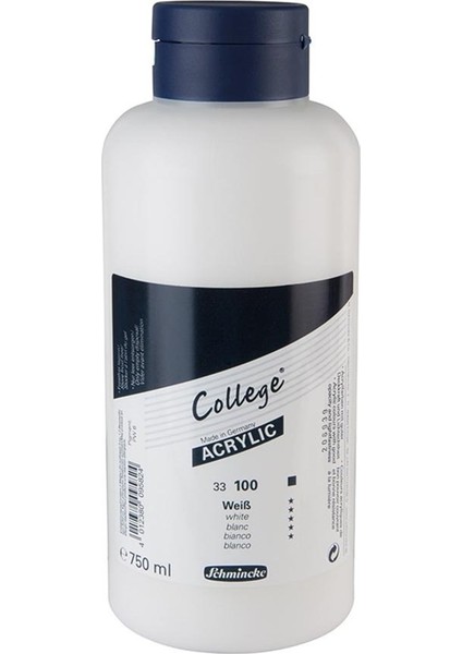 : College Serisi Akrilik Boya : 750 ml : White