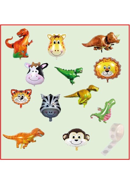 Dinazor ve Safari Hayvan Temalı Folyo Balon Seti