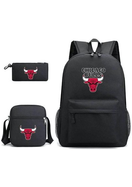 3 Adet / Takım Nba Okul Çantası Chicago Bulls Satchel Sırt Çantası Ekibi Kalem Çantası Messenger Çanta ile (Yurt Dışından)