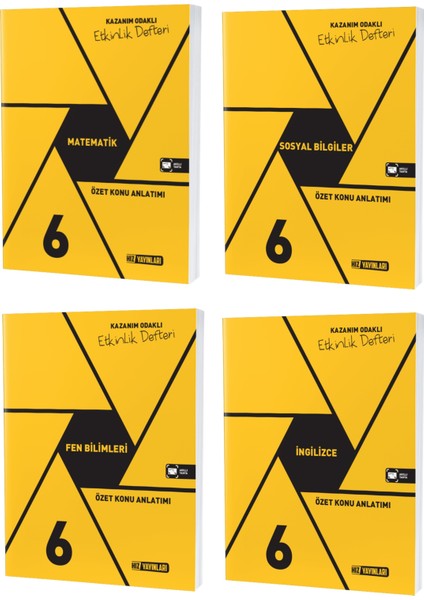 2023 6. Sınıf Matematik Ingilizce Fen Sosyal Defter Seti 4 Kitap