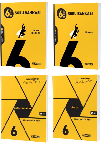 2023 6. Sınıf Türkçe - Sosyal Bilgiler Soru - Defter Seti 4 Kitap