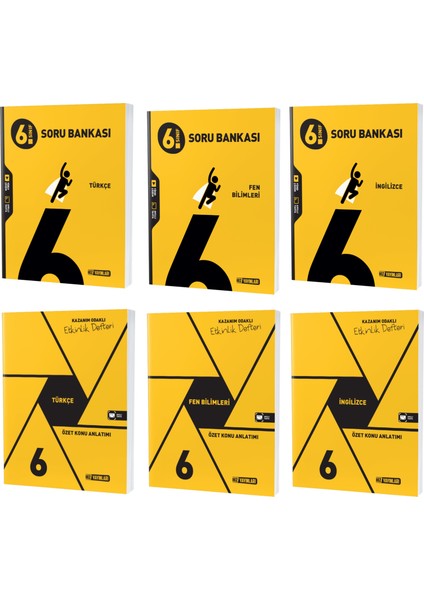 2023 6. Sınıf Fen Bilimleri + Türkçe + Ingilizce Soru + Defter Seti 6 Kitap