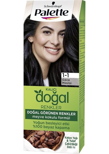 Kalıcı Doğal Renkler Saç Boyası 1-1 Gece Mavisi