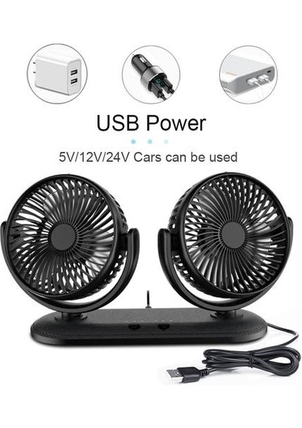 12/24 V Taşınabilir Mini Araba Fan 360 Derece Tüm Yuvarlak Ayarlanabilir Otomatik Hava Soğutma Çift Kafa USB Fanlar Sessiz Küçük Masaüstü Fan | Hayranları(Yurt Dışından)