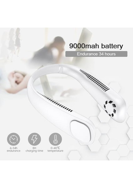 Mini Boyun Fan Şarj Edilebilir 9000 Mah Boyun Fan Taşınabilir Bıçaksız Şarj Edilebilir Yapraksız El Fanlar Soğutma Giyilebilir Boyun Bandı Fan | Hayranları(Yurt Dışından)