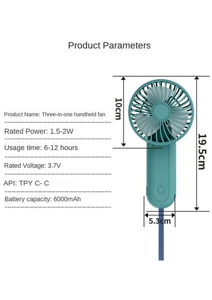 4000 Mah Plastik El Fan, Taşınabilir ve Şarj Edilebilir, Öğrenci Yurtta Küçük Fan Için Uygun(Yurt Dışından)