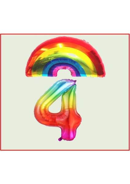 Gökkuşağı Temalı 4 Yaş Doğum Günü Parti Seti