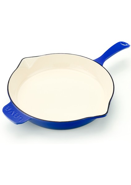 Döküm Yuvarlak Kızartma Tavası, Metal Saplı Çap(Ø) 28 Cm, Iç Krem, Mavi modelleri
