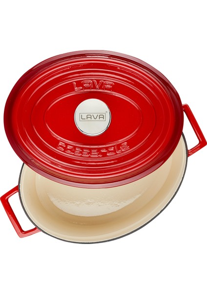 Döküm Oval Tencere 23X29 Cm, Iç Krem, Kırmızı modelleri