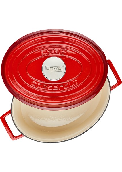 Döküm Oval Tencere 21X27 Cm, Iç Krem, Kırmızı fiyatları