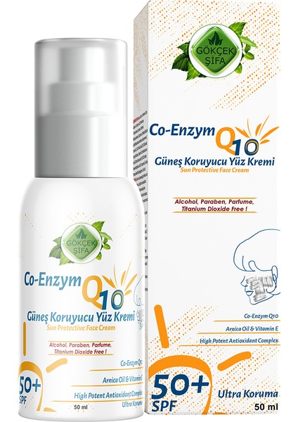 COQ10 Güneş Koruyucu Yüz Kremi 50 Ml.