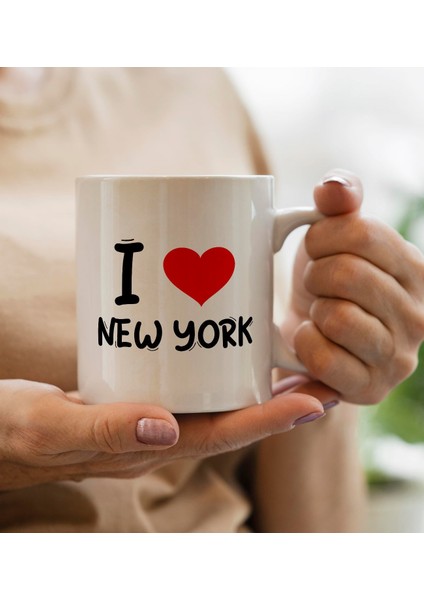 Gift I Love New York Tasarımlı Beyaz Kupa Bardak