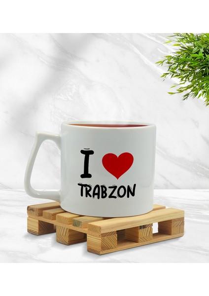 Gift I Love Trabzon Tasarımlı Middle Beyaz Kupa Bardak