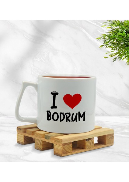 Gift I Love Bodrum Tasarımlı Middle Beyaz Kupa Bardak