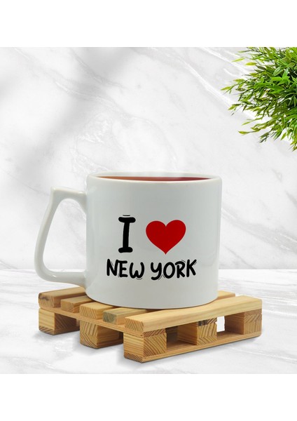 Gift I Love New York Tasarımlı Middle Beyaz Kupa Bardak
