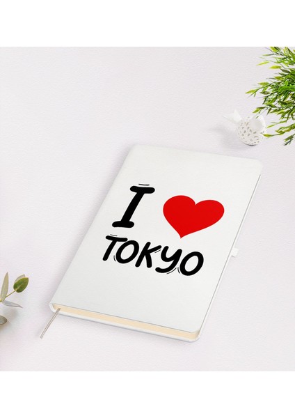 Gift I Love Tokyo Tasarımlı Beyaz Defter - Model 1