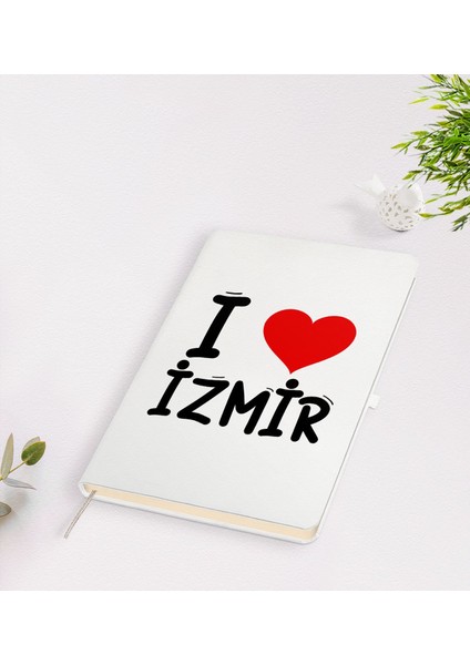 Gift I Love Izmir Tasarımlı Beyaz Defter - Model 1