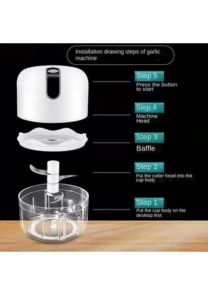 Ev Mini Elektrikli Sarımsak Masher, Küçük Duvar Kesici, Çocuk Yemek Takviyesi Mikseri(Yurt Dışından)