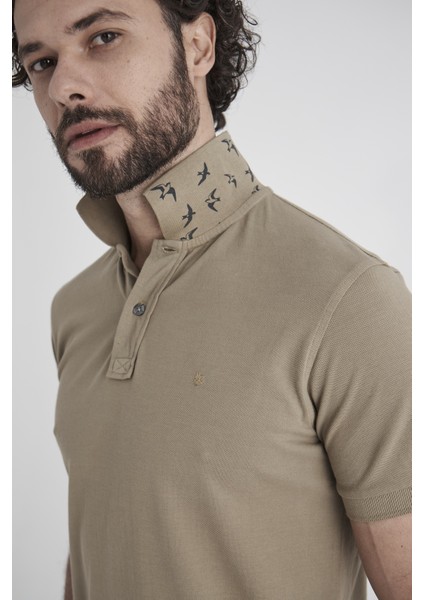 Erkek Baskılı Polo Yaka T-Shirt HAKİ TS22Y22116_D49