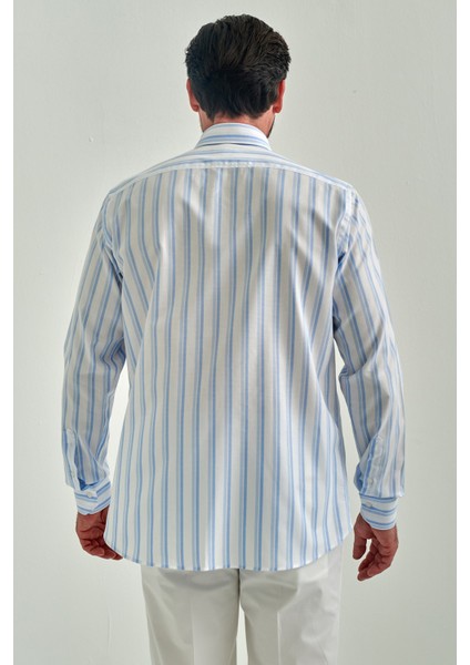 Erkek Mavi Regular Fit Klasik Pamuk Uzun Kol Gömlek GM22Y221021_C35 modelleri