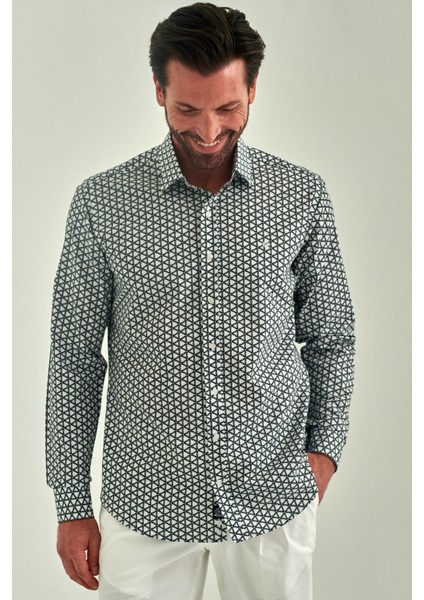 Erkek Siyah Regular Fit Pamuk Klasik Yaka Spor Gömlek GM22Y221032_K99