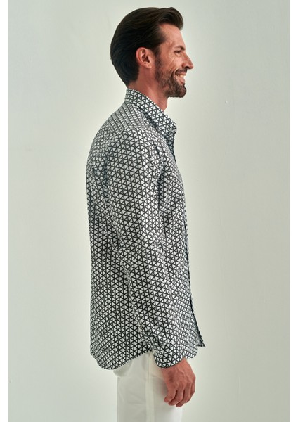 Erkek Siyah Regular Fit Pamuk Klasik Yaka Spor Gömlek GM22Y221032_K99 fırsatları