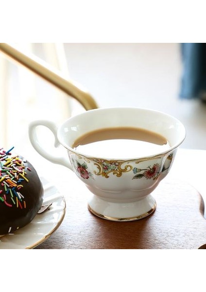 220ML, Ince Kemik Çini Kapuçino Fincan, Asil Latte Fincan, Ingilizce Tasse Cafe Espresso Bardakları, | Kahve Fincanı ve kupalar(Yurt Dışından)