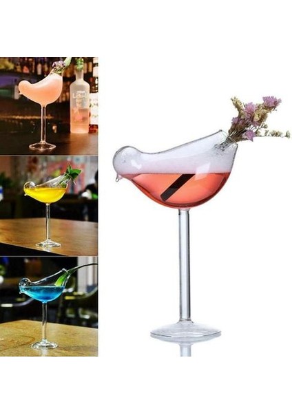 200 ml Yaratıcı Kuş Şeklinde Kokteyl Gözlükleri Şeffaf Kurşunsuz Yüksek Bölüme Cam Şarap Kadehi Goblet Bira Içme Kupası | Kokteyl Camı(Yurt Dışından)