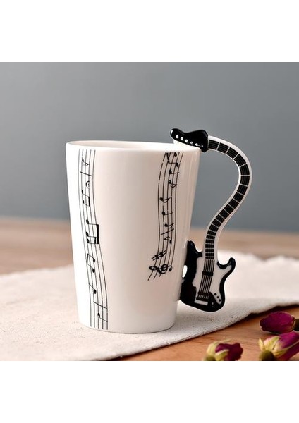 Müzisyenin Kahve Kupalar 10 Yaratıcı Tasarımlar Gitar Kupa Elektro Gitar Kalp Atışı Yaratıcı Ev Açık Taşınabilir Ev Kupası | Bira Steins(Yurt Dışından)
