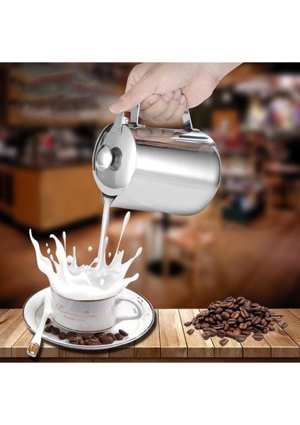 Paslanmaz Çelik Süt Köpüğü Sürahi Kapaklı Espresso Kahve Cappuccino Süt Krem Fincan Köpürme Sürahi | Süt Sürahileri(Yurt Dışından)