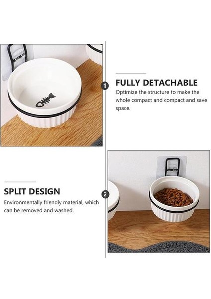 1 Set Duvara Monte Kedi Gıda Konteyner Pet Seramik Besleyici Asılı Pet Kase Asılı Sabit Kedi Kase (Beyaz Kase + Duvar Raf) | Köpek Besleme(Yurt Dışından) modelleri