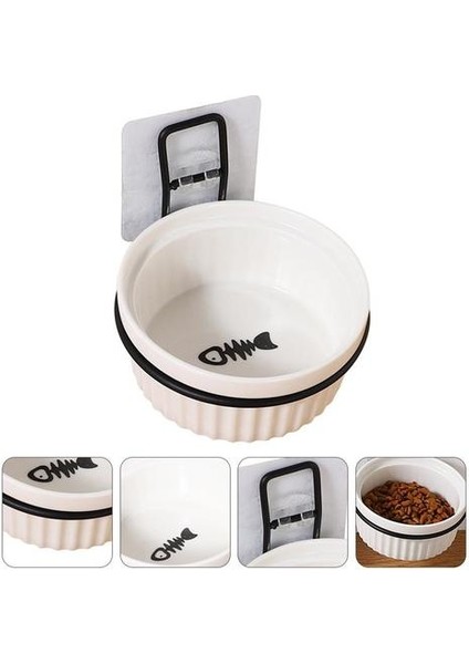 1 Set Duvara Monte Kedi Gıda Konteyner Pet Seramik Besleyici Asılı Pet Kase Asılı Sabit Kedi Kase (Beyaz Kase + Duvar Raf) | Köpek Besleme(Yurt Dışından) fırsatları