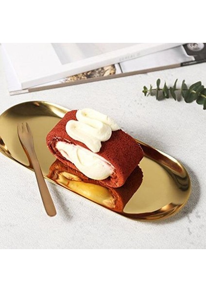 Paslanmaz Çelik Havlu Tepsi Depolama Tepsi Çanak Plakası Çay Tepsisi Meyve Tepsileri Kozmetik Takı Organizatör, Golden, Oval | (Altın)(Yurt Dışından) fırsatları